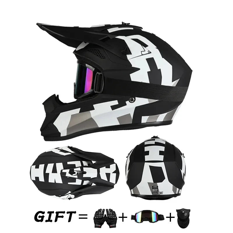 Full Face Off-Road Motorcycle Helmet with Goggles