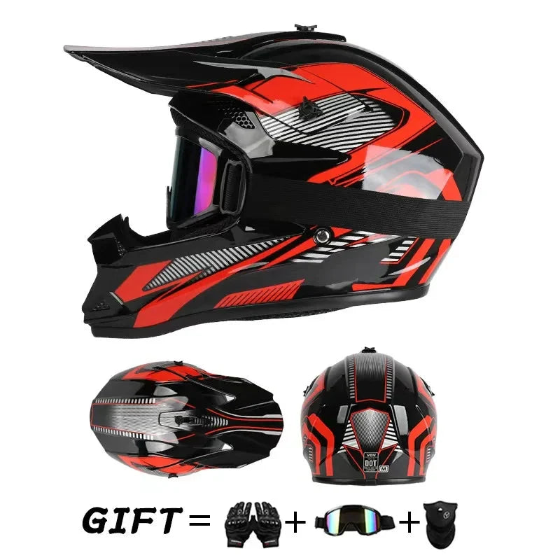 Full Face Off-Road Motorcycle Helmet with Goggles